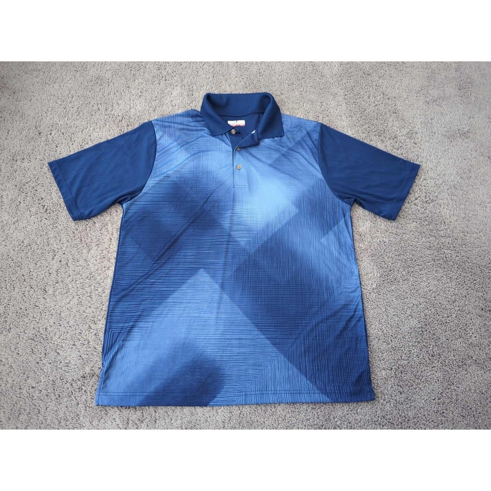Grand Slam Polo Shirt Mens XLT TALL Blue Geometric Short Sleeve Golf Athletic‎